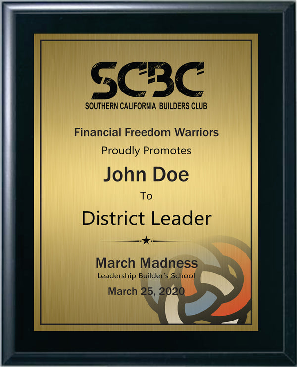 District Leader Promotion Plaque