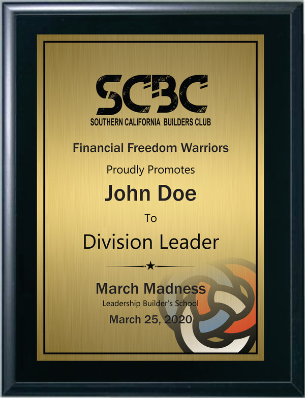 Division Leader Promotion Plaque